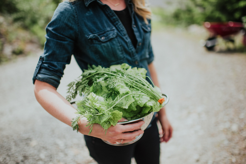 Mom with organic lettuce