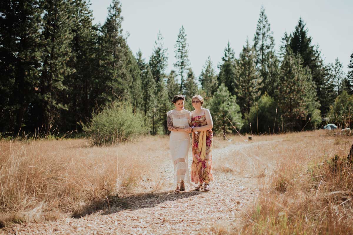 Bride and Mother Walking Down the Isle