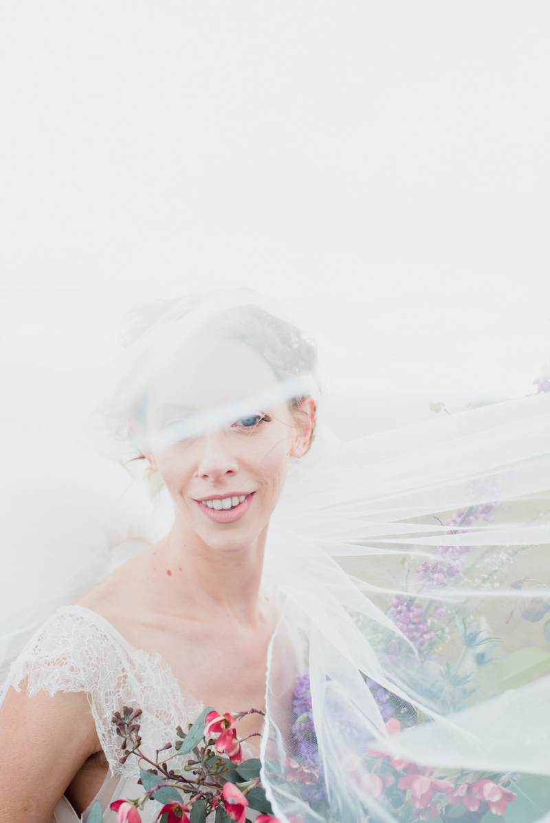 Beautiful Bride with Veil Over Face 