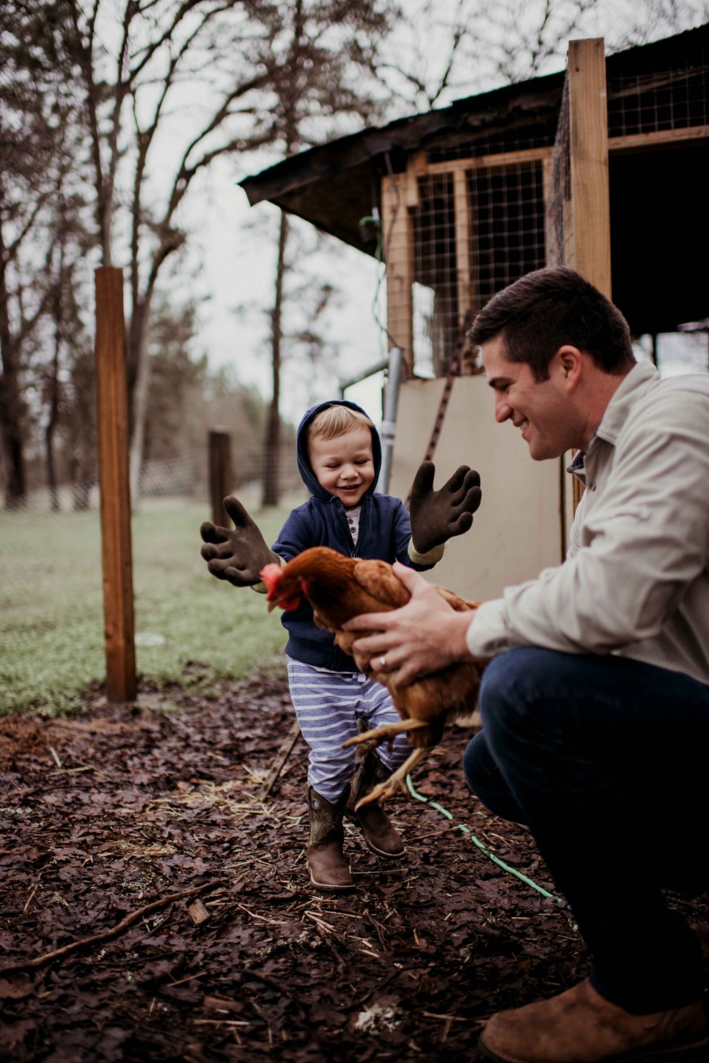 Kids with Chickens