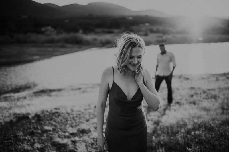 woman and man at sunset